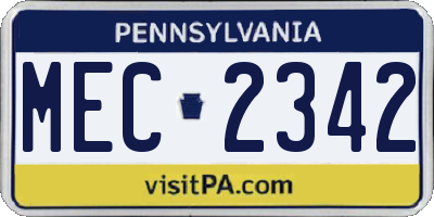 PA license plate MEC2342