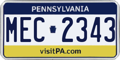 PA license plate MEC2343