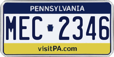 PA license plate MEC2346