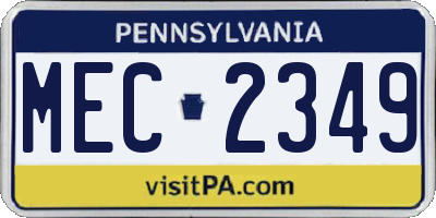 PA license plate MEC2349