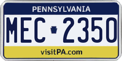 PA license plate MEC2350