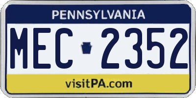 PA license plate MEC2352