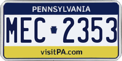 PA license plate MEC2353