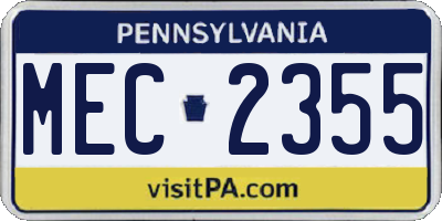 PA license plate MEC2355