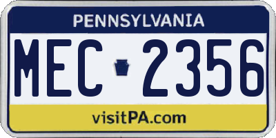 PA license plate MEC2356
