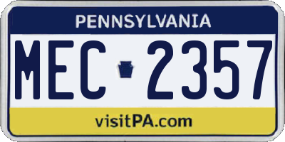 PA license plate MEC2357