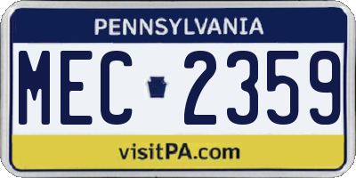 PA license plate MEC2359