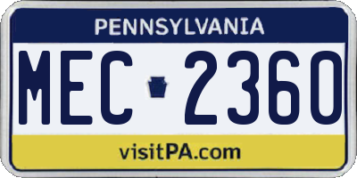PA license plate MEC2360