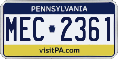 PA license plate MEC2361