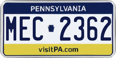 PA license plate MEC2362