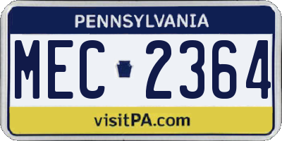 PA license plate MEC2364