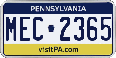 PA license plate MEC2365