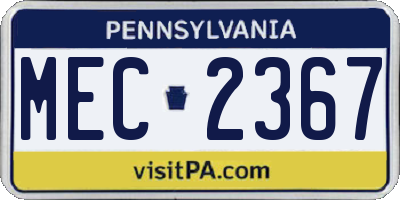 PA license plate MEC2367