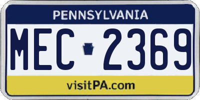PA license plate MEC2369