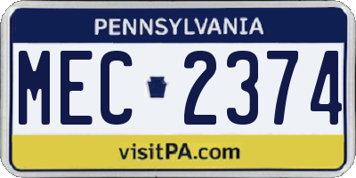 PA license plate MEC2374