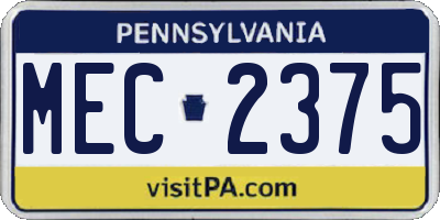PA license plate MEC2375