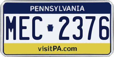 PA license plate MEC2376