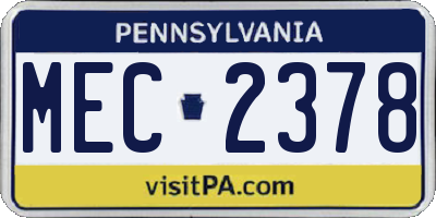 PA license plate MEC2378