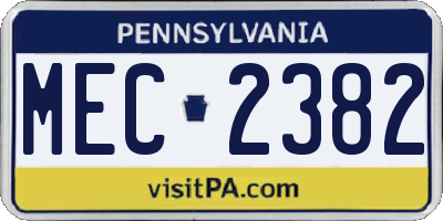 PA license plate MEC2382