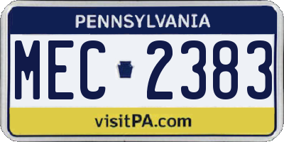 PA license plate MEC2383