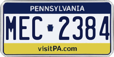 PA license plate MEC2384