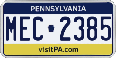 PA license plate MEC2385