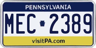 PA license plate MEC2389