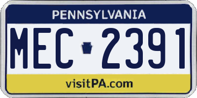 PA license plate MEC2391