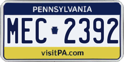 PA license plate MEC2392