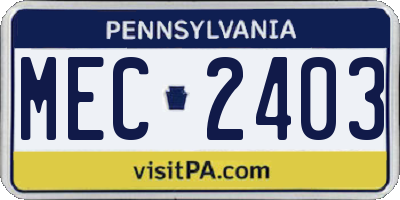 PA license plate MEC2403
