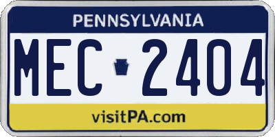PA license plate MEC2404