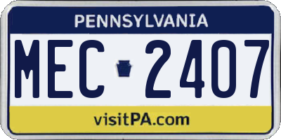 PA license plate MEC2407
