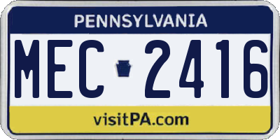 PA license plate MEC2416