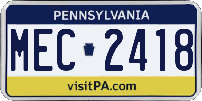 PA license plate MEC2418