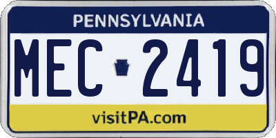 PA license plate MEC2419