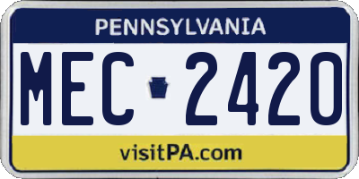 PA license plate MEC2420