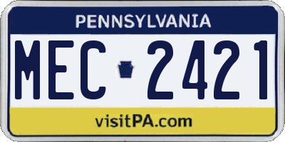 PA license plate MEC2421