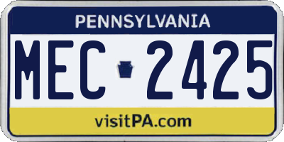 PA license plate MEC2425