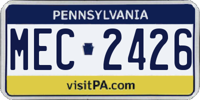 PA license plate MEC2426