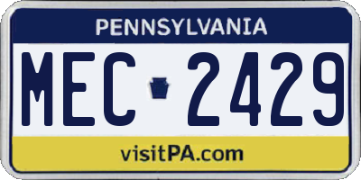 PA license plate MEC2429