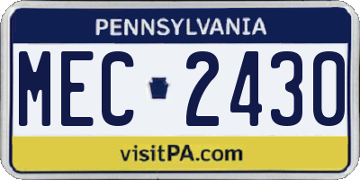 PA license plate MEC2430