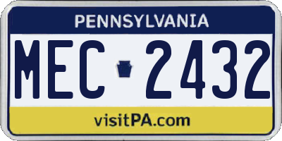 PA license plate MEC2432