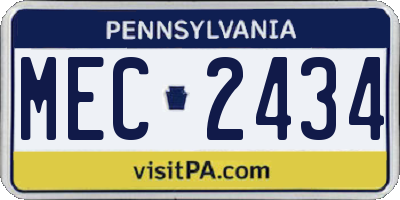 PA license plate MEC2434