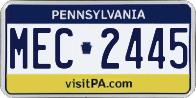 PA license plate MEC2445