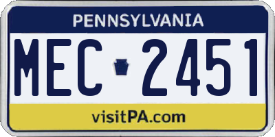 PA license plate MEC2451