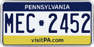 PA license plate MEC2452
