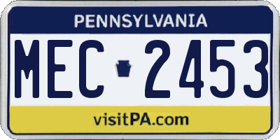 PA license plate MEC2453