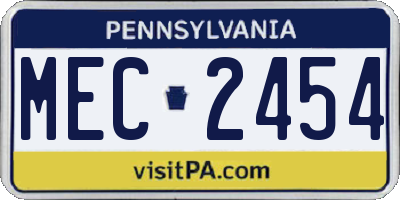 PA license plate MEC2454