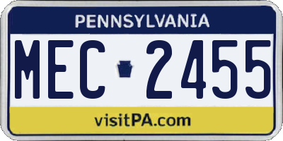 PA license plate MEC2455