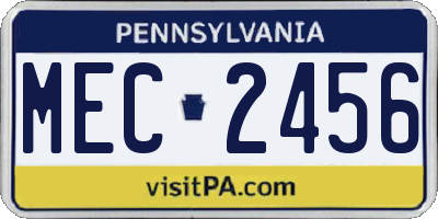 PA license plate MEC2456